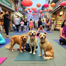 yoga com cães resgatados