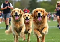 Encontro de Golden Retrievers em clima do maior torneio de futebol do mundo