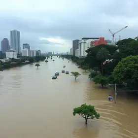 solo encharcado e nível alto dos rios